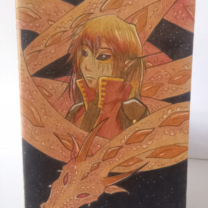 carnet aquarelle illustré avec dessin fantasy original dragon