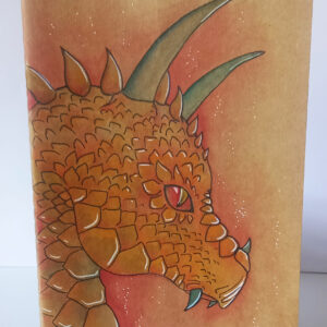carnet aquarelle illustré avec dessin fantasy original dragon