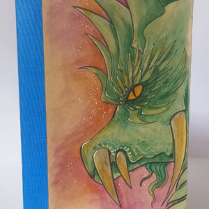carnet aquarelle illustré avec dessin fantasy original dragon