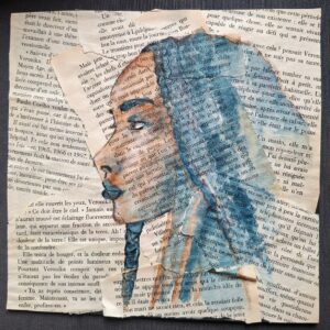 Aquarelle originale sur superposition de pages de livres - "Femmes" 1