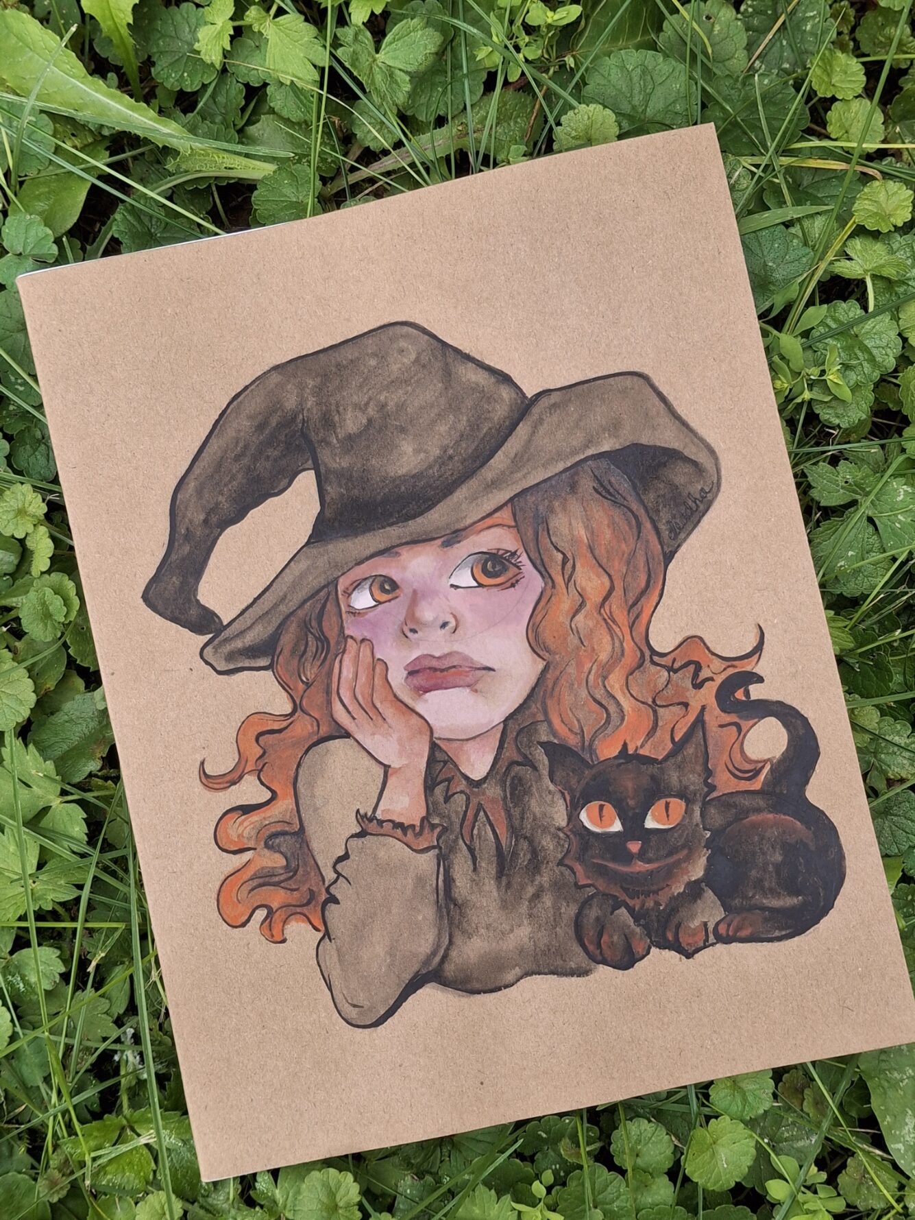 carnet aquarelle illustré avec dessin fantasy original