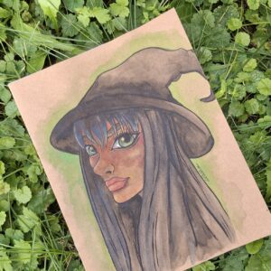 carnet aquarelle illustré avec dessin fantasy original