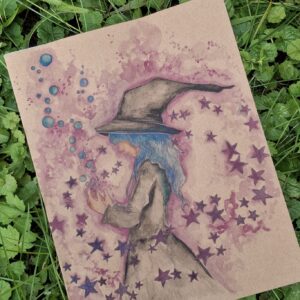 carnet aquarelle illustré avec dessin fantasy original