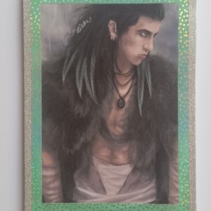 Bloc-notes A5 illustré représentant un personnage de la saga fantasy Les Peuples d’Elwinah